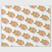 Kute kleine hamster met een kerstcadeautje cadeaupapier (Vlak)