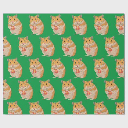 Kute kleine hamster met kerstcadeau 2 cadeaupapier (Vlak)