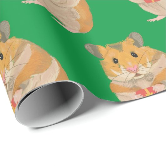 Kute kleine hamster met kerstcadeau 2 cadeaupapier (Rol Hoek)