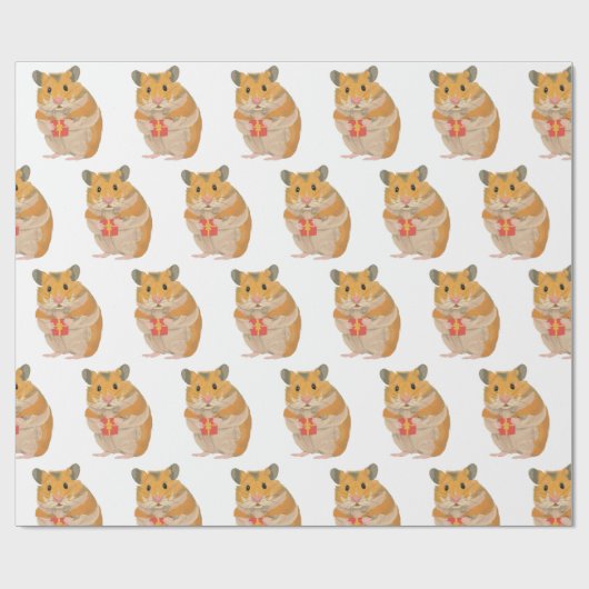 Kute kleine hamster met kerstcadeau 3 cadeaupapier (Vlak)