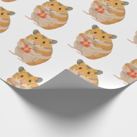 Kute kleine hamster met kerstcadeau 3 cadeaupapier (Hoek)