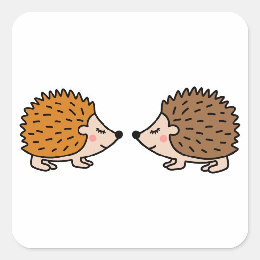 Kute kleine handgetrokken egel in liefde vierkante sticker (Voorkant)