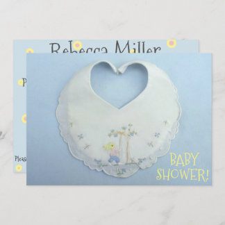 Kute kleine hartvormige bib baby shower nodig kaart