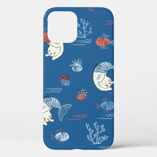 Kute kleine kattenzeemeermin naadloos patroon. Tex Case-Mate iPhone Case (Achterkant)