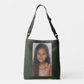 Kute kleine meisjes bruine huid bruine krullen crossbody tas (Achterkant)