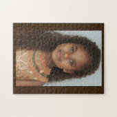 Kute kleine meisjes bruine huid bruine krullen legpuzzel (Horizontaal)