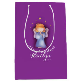 Kute kleine meisjeskunst genaamd kerstcadeautas medium cadeauzakje