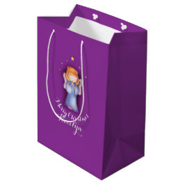 Kute kleine meisjeskunst genaamd kerstcadeautas medium cadeauzakje