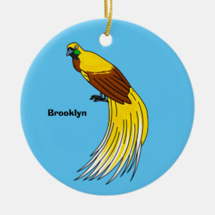 Kute kleine vogel met paradijse illustratie keramisch ornament