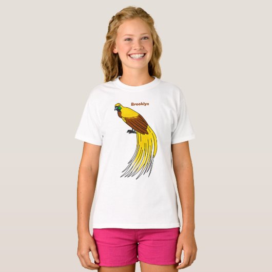 Kute kleine vogel met paradijse illustratie t-shirt (Voorkant volledig)