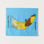 Kute kleine vogel met paradijse illustratie wandkleed (Voorkant (horizontaal))