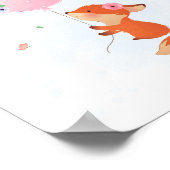 Kute kleine vos die met een roze ballon vliegt poster (Hoek)