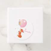 Kute kleine vos met ballon bedankjes labels (In situ)