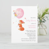 Kute kleine vos met ballon kaart (Staand voorkant)