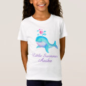 Kute kleine zwemmeisjes roze aqua walvis t shirt (Voorkant)