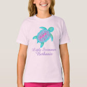 Kute kleine zwemmeisjes roze wattenschildpad t-shi t-shirt (Voorkant)