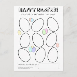 Kute kleur en decorate Easter Egg Coloring Activit Briefkaart