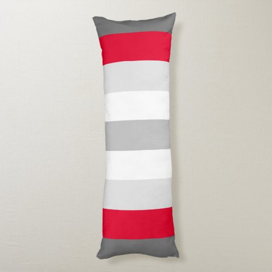 Kute kleur gestreept grijs en rood met tekst lichaamskussen (Achterkant (Verticaal))