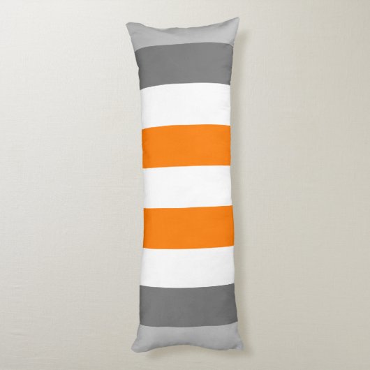 Kute kleur gestript grijs en Oranje met tekst Lichaamskussen (Achterkant (Verticaal))