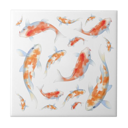Kute kleuren oranje en witte Japanse vis Koi Tegeltje (Voorkant)