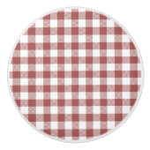 Kute kleuren rood en witte textuur plaid dresser keramische knop (Voorkant)