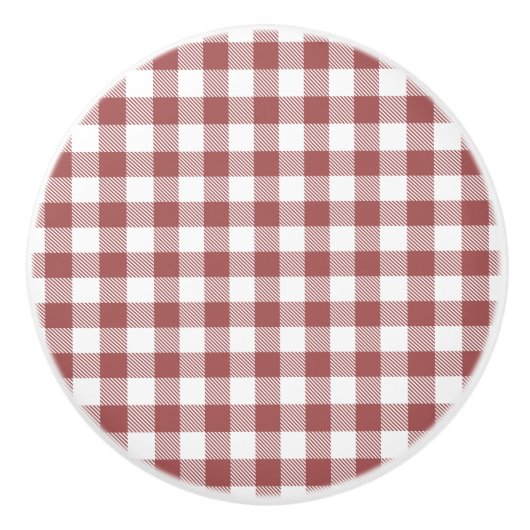 Kute kleuren rood en witte textuur plaid dresser keramische knop (Voorkant)