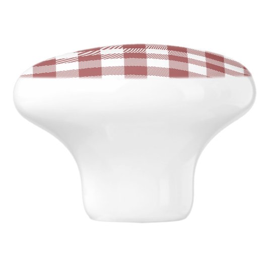 Kute kleuren rood en witte textuur plaid dresser keramische knop (Zijkant)