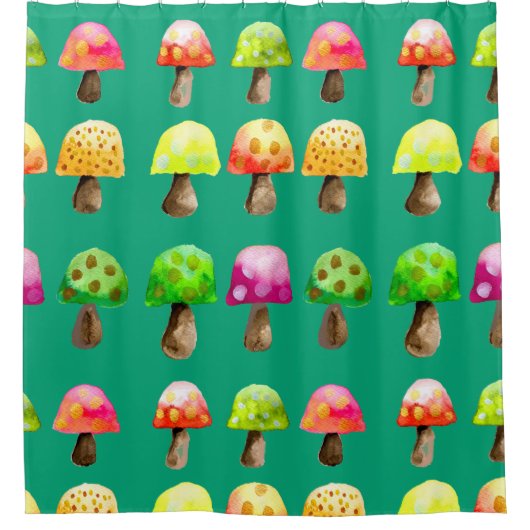 Kute kleurige champignons douchegordijn (Voorkant)