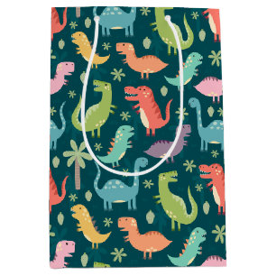Kute kleurige dinosaurussen bij nacht medium cadeauzakje