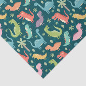 Kute kleurige dinosaurussen bij nacht tissuepapier (Detail)