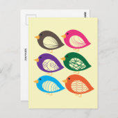 Kute kleurige irky vogels briefkaart (Voorkant / Achterkant)