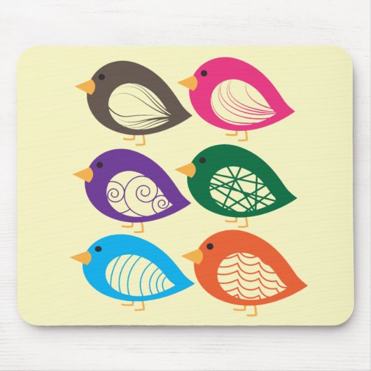 Kute kleurige irky vogels muismat (Voorkant)