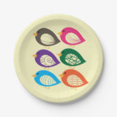 Kute kleurige irky vogels papieren bordje (Voorkant)