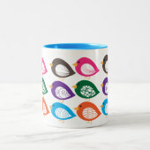 Kute kleurige irky vogels tweekleurige koffiemok (Center)