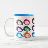 Kute kleurige irky vogels tweekleurige koffiemok (Links)