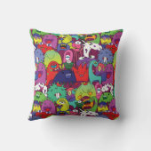 👾 Kute kleurige monsters Kussen (Achterkant)