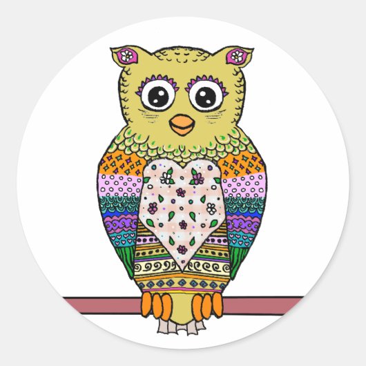 Kute kleurige ovale - wit ronde sticker (Voorkant)