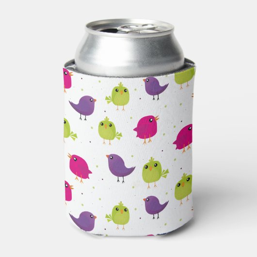 Kute kleurige vogels blikjeskoeler (Blikje Voorkant)