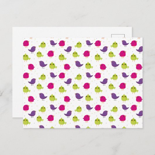 Kute kleurige vogels briefkaart (Voorkant / Achterkant)