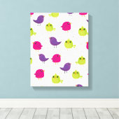 Kute kleurige vogels canvas afdruk (Insitu (Houten vloer))