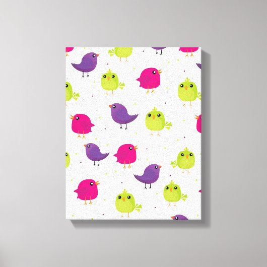 Kute kleurige vogels canvas afdruk (Voorkant)