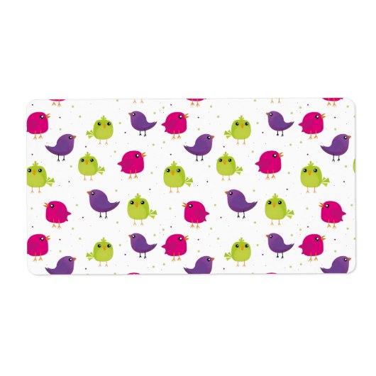 Kute kleurige vogels etiket (Voorkant)