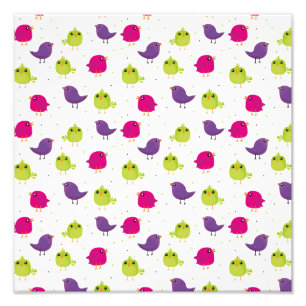 Kute kleurige vogels foto afdruk