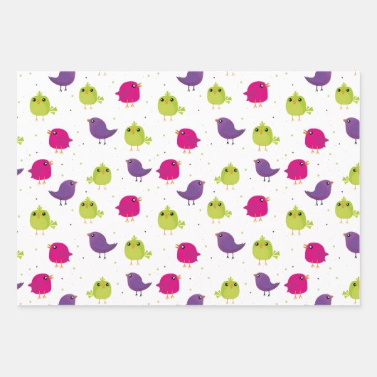 Kute kleurige vogels inpakpapier vel (Voorkant 3)