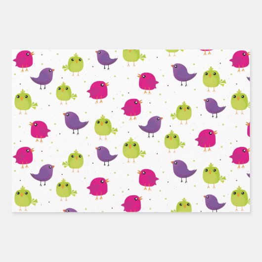 Kute kleurige vogels inpakpapier vel (Voorkant 2)