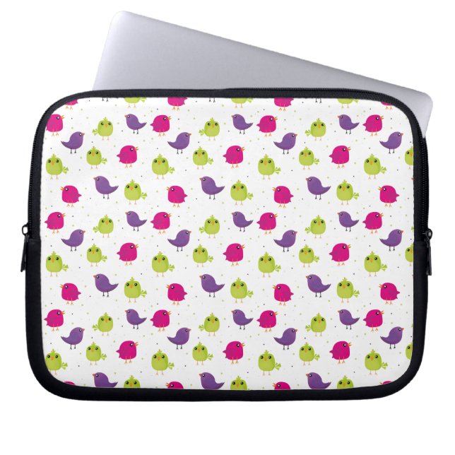 Kute kleurige vogels laptop sleeve (Voorkant)