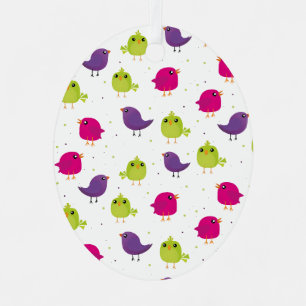 Kute kleurige vogels metalen ornament