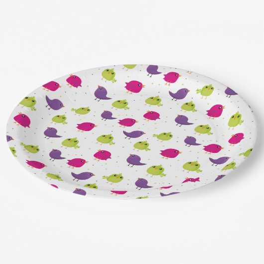 Kute kleurige vogels papieren bordje (Gekanteld)