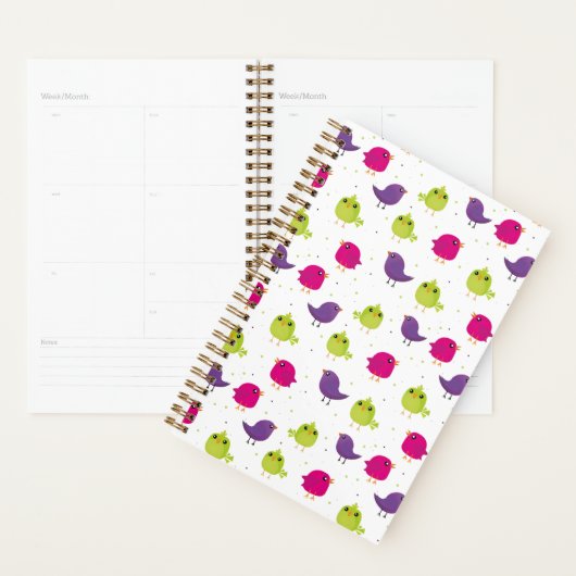 Kute kleurige vogels planner (Display)