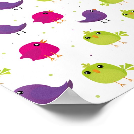 Kute kleurige vogels poster (Hoek)